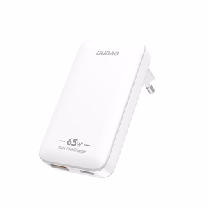 Dudao A65Q 65W GaN kelioninis sieninis įkroviklis USB-A / USB-C PD itin plonas EU / US – baltas