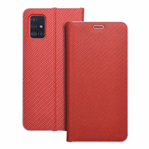 Flip чехол для Samsung A51 Luna Book Carbon красный