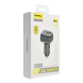 PAVAREAL automobilinis įkroviklis 2 x USB A + Type C PD 4,8A 20W PA-CC65 baltas