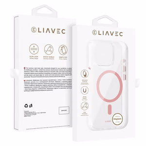 Liavec Blizgus Magnetinis Skaidrus dėklas telefonui Iphone 13 Pro rožinė