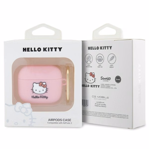 Hello Kitty silikoninis 3D Kitty galvos dėklas AirPods 3 - rožinis