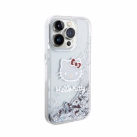 Hello Kitty Liquid Glitter Charms Kitty Head dėklas telefonui iPhone 15 Pro - sidabrinė