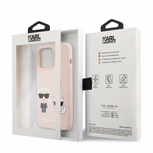 Karl Lagerfeld Silikoninis Karl&Choupette dėklas iPhone 13 Pro / iPhone 13 - šviesiai rožinis