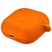 Uniq Nexo AirPods 4 + ausų kabliukų silikoninis dėklas - oranžinis