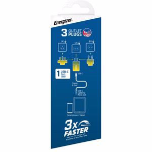 Energizer Ultimate A20MUBL GaN kelioninis tinklo įkroviklis su EU / UK / US kištukais, USB-C, 20 W PD, mėlynas
