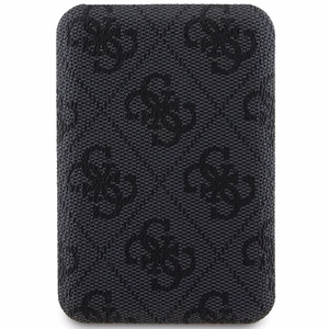 Guess indukcinė 15W GUPB5FP4EMGK 5000mAh išorinė baterija juoda/juoda 4G odinis metalinis logotipas MagSafe