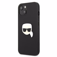 Karl Lagerfeld Odinis Ikonik Karl's Head Metalinis dėklas iPhone 13 mini - juodas