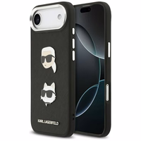 KARL LAGERFELD dėklas telefonui IPHONE 17 Air, suderinamas su magnetiniu MagSafe (KLHCP17MPSFDHPOK, FW Grained PU W/ K&C Heads Pins & Logo) juodas