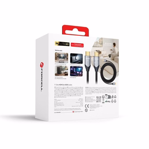 Laidas HDMI 2.1 Forcell Cafule 8K 60Hz / 4K 120Hz - Ultra High Speed, HDR, eARC, VRR, 48Gbps 5 m juodas