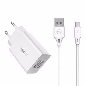 Įkroviklis WK Design "WP-U56" baltas (Ports: 2xUSB) + "Type-C" 100cm laidas