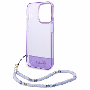 Dėklas telefonui Guess GUHCP14LHGCOHU iPhone 14 Pro 6.1 violetinis perlamutrinis dirželis