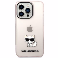 Karl Lagerfeld KLHCP14LCTTRI iPhone 14 Pro 6.1 kietasis dėklas rožinis permatomas Choupette Body