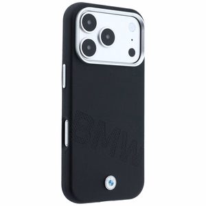 BMW dėklas, skirtas IPHONE 18 Pro/17 Pro suderinamas su „MagSafe“ (Sign Inclined Deboss Letters) (spalva: juoda)