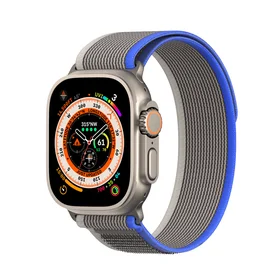 Sportinė Velcro juosta Apple Watch Ultra / 9 / 8 / 7 / 6 / SE / 5 / 4 / 3 / 2 / 1 (42, 44, 45, 49 mm) Dux Ducis juosta YJ versija - mėlyna-pilka