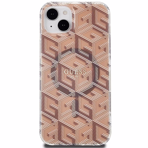 Guess IML GCube Magnetinis dėklas telefonui iPhone 15 Plus / 14 Plus - ruda