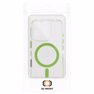 Tel Protect Strap skaidrus dėklas Iphone 13/14 telefonui, žalias