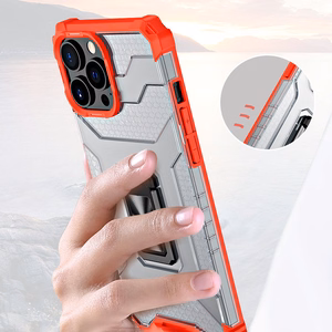 Kristalinis žiedinis dėklas su stovu tvirtas apsauginis dangtelis iPhone 12 Pro Max mėlynas