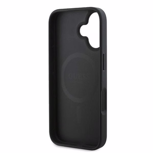 Dėklas telefonui Guess Peonijos šriftas MagSafe iPhone 16 Plus - juodas