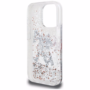 Karl Lagerfeld Liquid Glitter Choupette Logo deklas iPhone 16 Pro - skaidrus