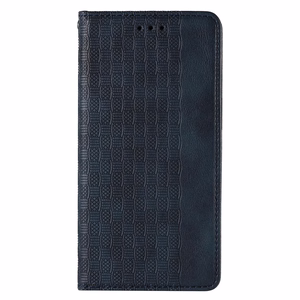 Magnetinis dėklas telefonui Samsung Galaxy S22+ (S22 Plus) su dirželiu, pinigine ir mažu pakabuku - mėlynas