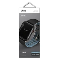 UNIQ dirželis Linus Apple Watch Series 1/2/3/4/5/6/7/8/9/SE/SE2/Ultra/Ultra 2 42/44/45/49mm. Airosoft Silikoninis juodas/juodas