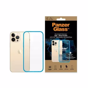 PanzerGlass ClearCase antibakterinis, karinio standarto sertifikuotas dėklas telefonui iPhone 13 Pro Max – permatomas mėlynas