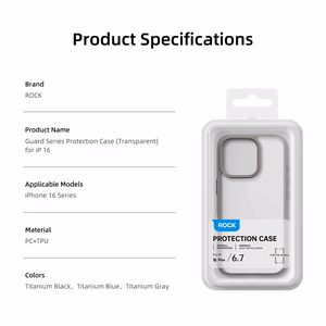 Rock Guard Series dėklas telefonui Iphone 16 Pro Max skaidrus-pilkas