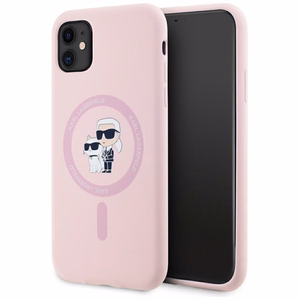 Karl Lagerfeld silikoninis Karl&Choupette Magnetinis dėklas telefonui iPhone 11 - rožinis