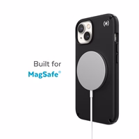 Speck Presidio2 Pro MagSafe - Antibacterial iPhone 15 Plus / 14 Plus dėklas (juodas / juodas / baltas)