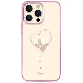 Silikoninis dėklas su Swarovski Kingxbar Wish Series kristalais iPhone 14 Pro Max - rožinė