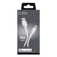 SBS TECABLEUSBIP589W USB-A - Lightning kabelis - baltas
