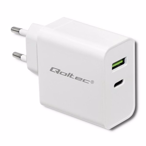 Qoltec 51718 īkroviklis 45 W, USB-C PD, USB, baltas