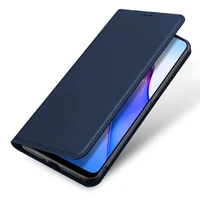 Dux Ducis Skin Pro dėklas telefonui Oppo Reno 8 Pro su atverčiamu dangteliu, kortelių pinigine ir stovu, mėlynas