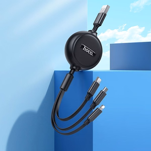 3in1 laidas USB A į Lightning / Micro USB / USB C Hoco 2A 1 m X75 juodas
