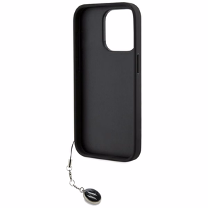 Karl Lagerfeld Saffiano Rhinestones & Charm dėklas telefonui iPhone 15 Pro - juodas