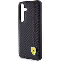 Ferrari Carbon Printed Line dėklas telefonui Samsung Galaxy S24 - juodas