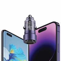 USAMS Automobilinis įkroviklis C39 USB+USB-C 60W Fast Charge violetinis CC208CC02 (US-CC208)