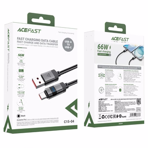 Acefast C15-04 кабель USB-A — USB-C с дисплеем 480Mb/s 66W 1.2м — чёрный