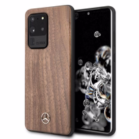 Mercedes Wood Line Walnut dėklas telefonui Samsung Galaxy S20 Ultra – rudos spalvos
