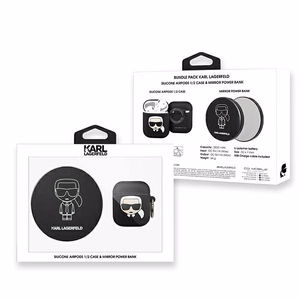 Karl Lagerfeld Ikonik dėklas AirPods + išorinė baterija - juoda