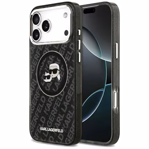 Karl Lagerfeld IML Glitter Karl&Choupette Heads Logo MagSafe чехол для iPhone 17 Pro Max - черный