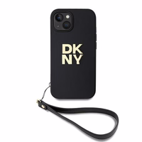 DKNY Dėklas telefonui su dirželiu ir logotipu iPhone 15 Plus - juodas