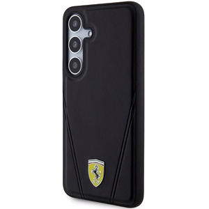 Ferrari Hot Stamp V Lines magnetinis dėklas telefonui Samsung Galaxy S24 - juodas