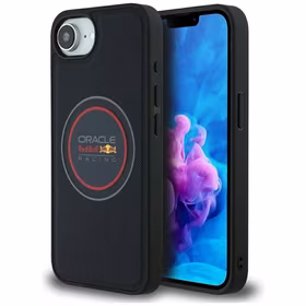 Dėklas telefonui RED BULL tinkleliuotas logotipas ir raudonas žiedas Magnētinis MagSafe Iphone 16e tamsiai mėlynas