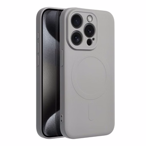 SILICONE MAG COVER dėklas telefonui suderinamas su MagSafe iPhone 15 Pro pilkas titano