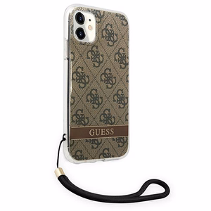 Guess GUOHCN61H4STW iPhone 11 rudas/rudas kietas dėklas 4G Print Dirželis