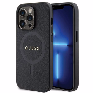 Guess GUHMP14LPSAHMCK dėklas iPhone 14 Pro - juodas Saffiano MagSafe