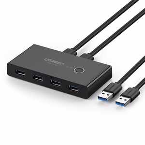 Ugreen šakotuvas HUB 4x USB 3.2 Gen 1 USB skirstytuvas dviem kompiuteriams juodas (US216 30768)