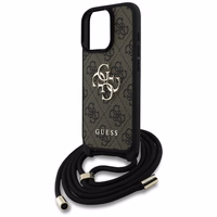Guess 4G Big Logo Cord Stap dėklas telefonui iPhone 16 Pro Max - rudas