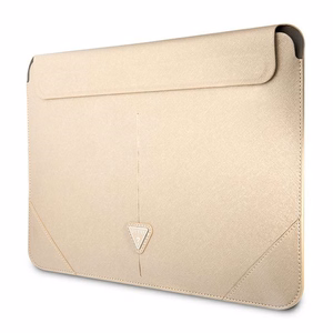 Guess Saffiano Triangle Logo dėklas 14" nešiojamam kompiuteriui - smėlinis